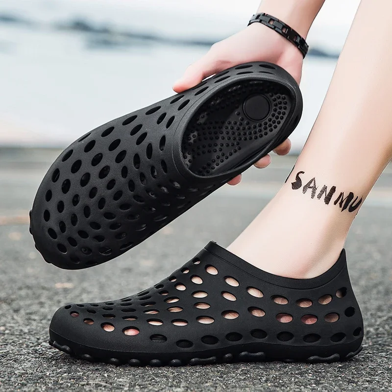 

Мужские сандалии, легкие сандалии на плоской подошве, садовые сандалии, летние пляжные мужские кроссовки, уличные домашние сандалии, черные, белые