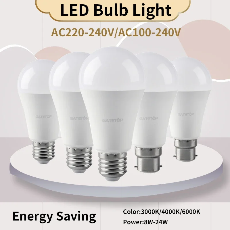 

12PCS Led Bulb AC 220V 110V A60 A80 Large Power 8W-24W B22 E27 Bombilla Lampara Led Bulb Super Bright for Kitchen, Living Room