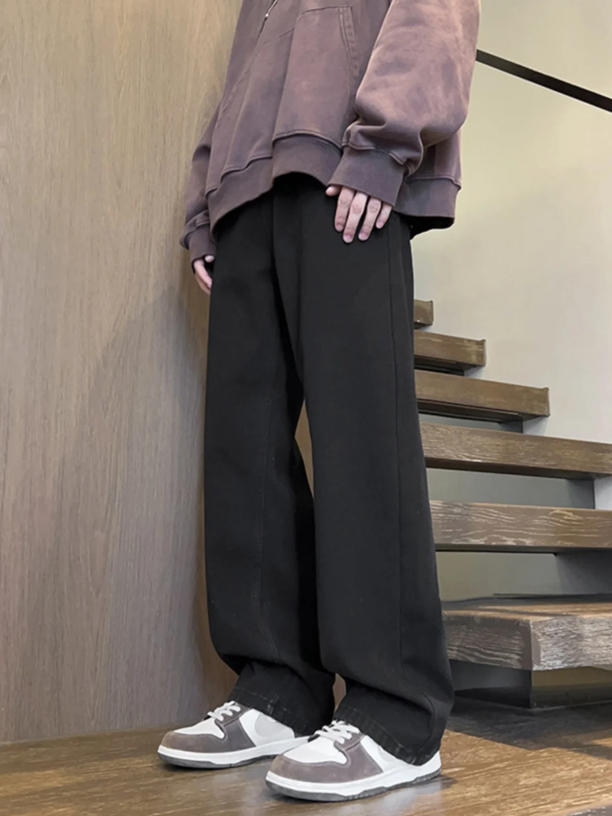 

Pure Bla Men's Jeans Straight Leg Oversize Loose Wide Leg Pants Trendy Spring Autumn New Arrival Cotton Polyester Blend