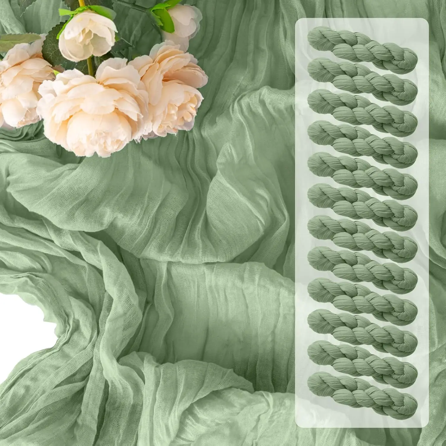 

12PCS Gauze Table Runner Wedding Semi-Sheer Vintage Cheesecloth Dining Party Christmas Banquet Arches Cake Wholesale Table Decor