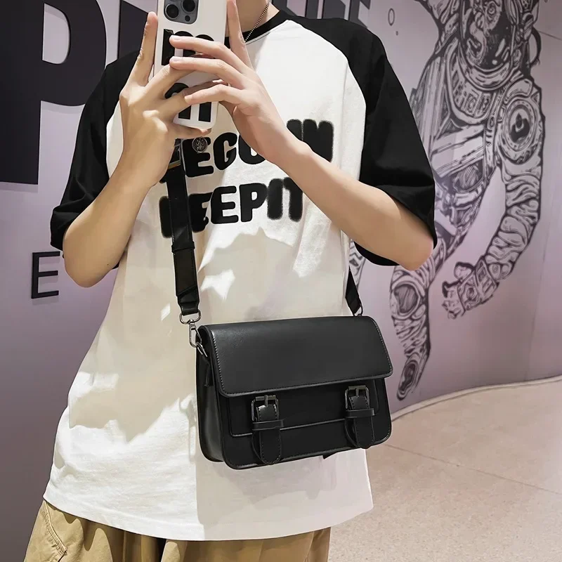 Vintage Messenger Bag for Man Black Pu Leather Casual Small Flap Phone Purse Male Crossbody Shoulder Strap Satchels 가방 men bag