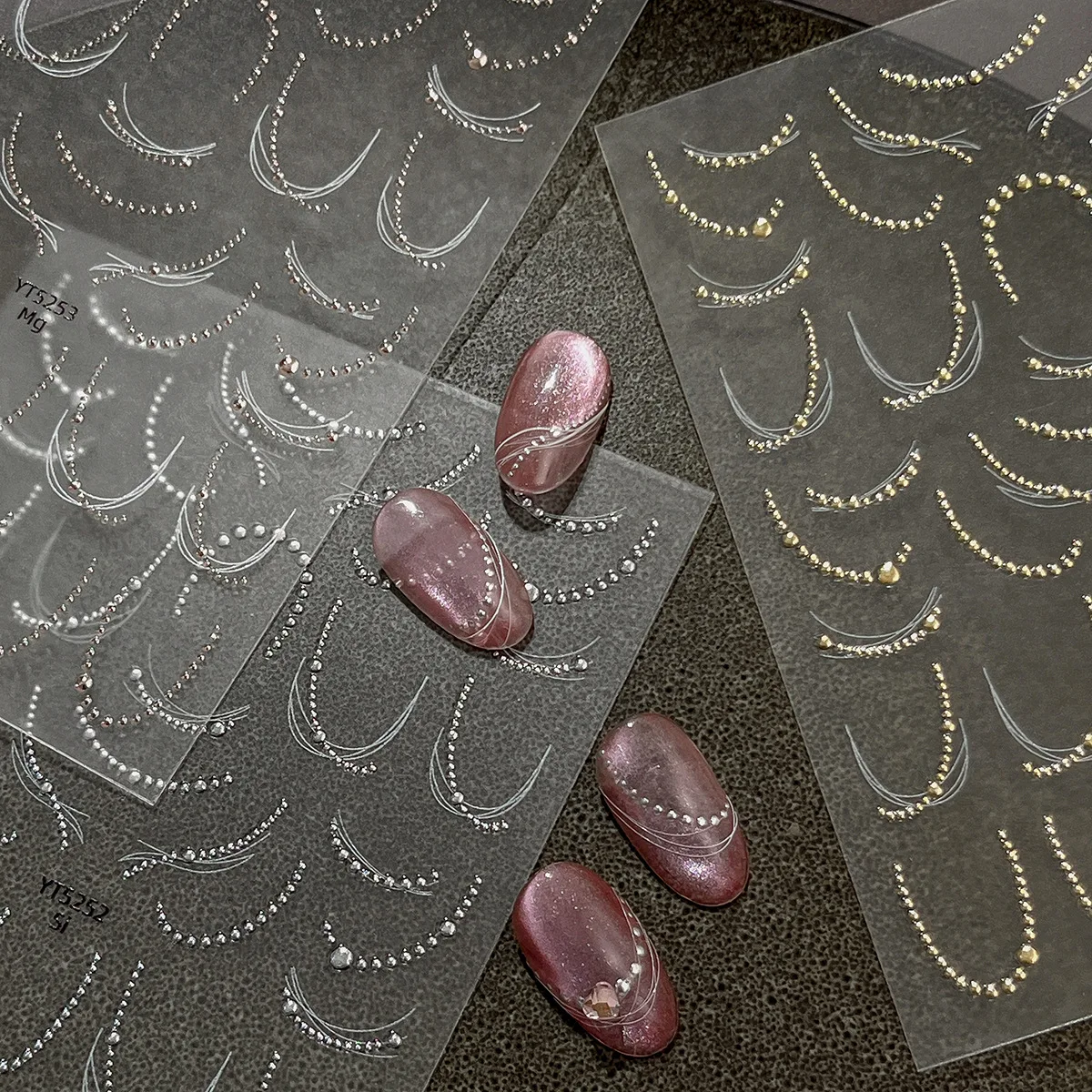 1 unidad de cadena de estampado en caliente, pegatinas 5D para decoración de uñas, pegatinas autoadhesivas para decoración de uñas, abalorio para uñas DIY