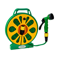 Drillpro Water Pipe 15m PVC Hose with 5 Patterns Spray Nozzle for 1/ 2 Inch or 3/ 4 Inch Faucets Garden Cleaning Tools