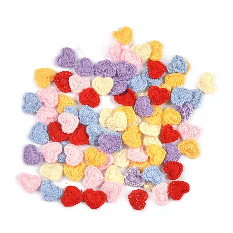 50pcs 17x15mm 6colors Heart Embroideried Patches Sewing Accessories Appliques DIY Clothes Bag Headwear Decor Handmade Supplies