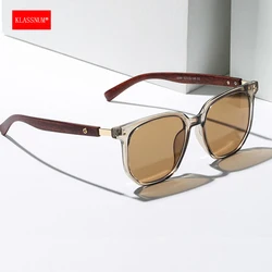 KLASSNUM Vintage Square Frame Sunglasses for Women Men 2026 Trendy Retro Wood Grain Plastic Frame UV 400 Protection Eyepeice
