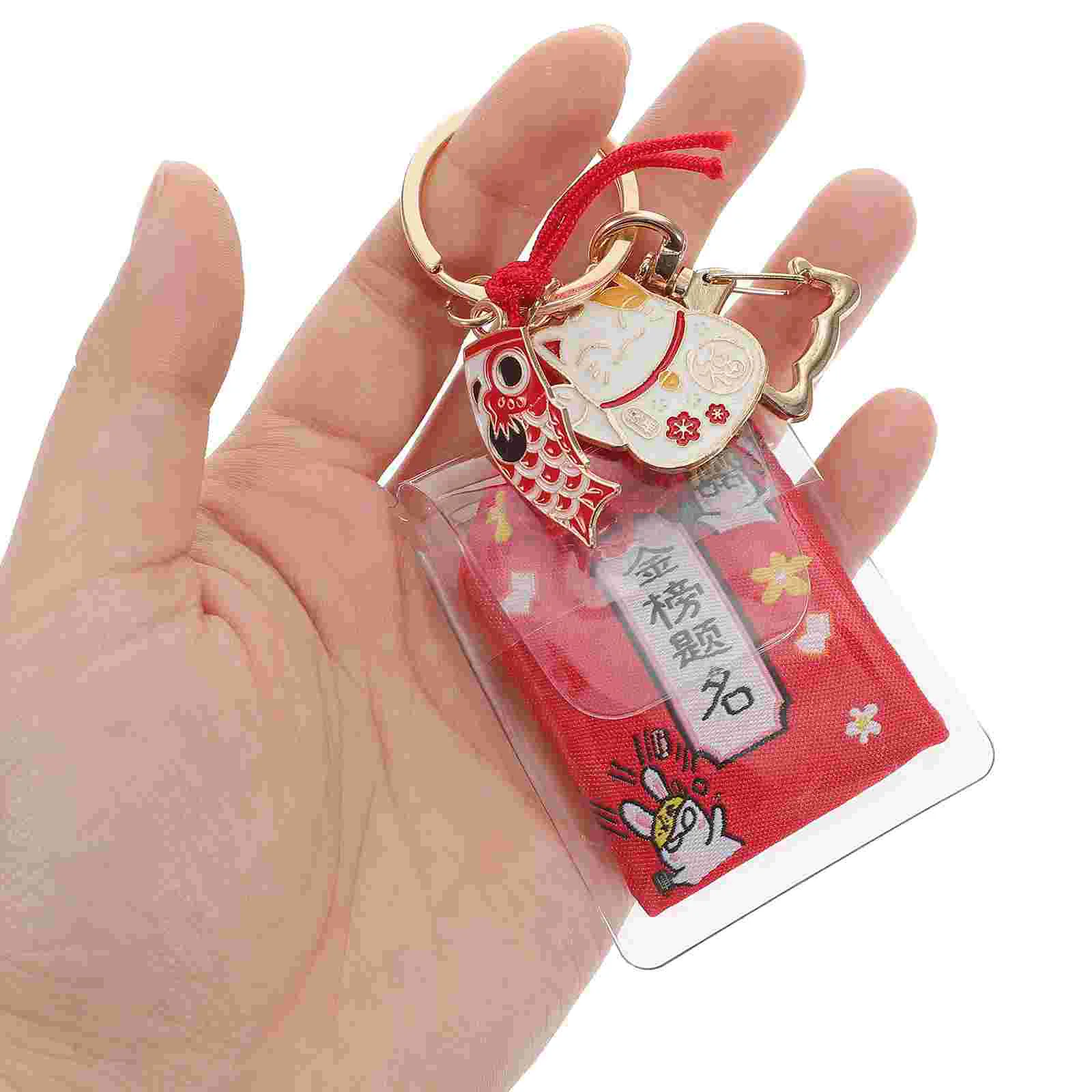 Blessing Keychain Omamori Charm Fade-resistant Fortune Japanese Accessories Luck Purse Ornament Cloth Metal Rock Stone