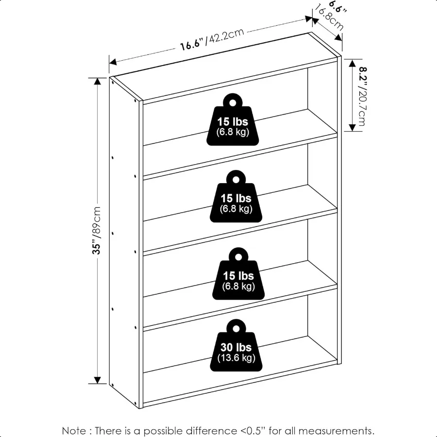 Organizer per libreria con scaffale aperto Basic a 4 livelli, 6 x 24 x 35 pino ambrato