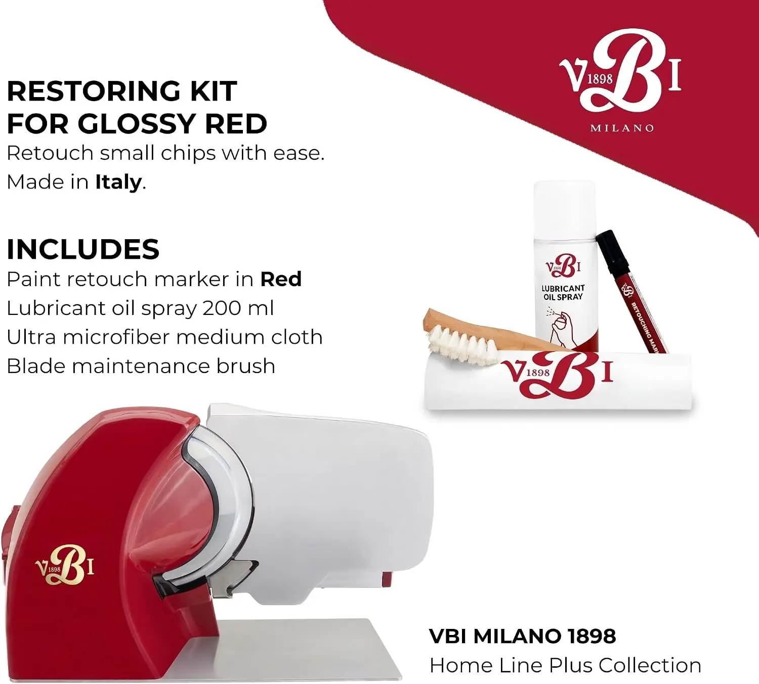 VBI Milano Restoring Kit, Red, for Electric & Manual Slicers, 4-PC