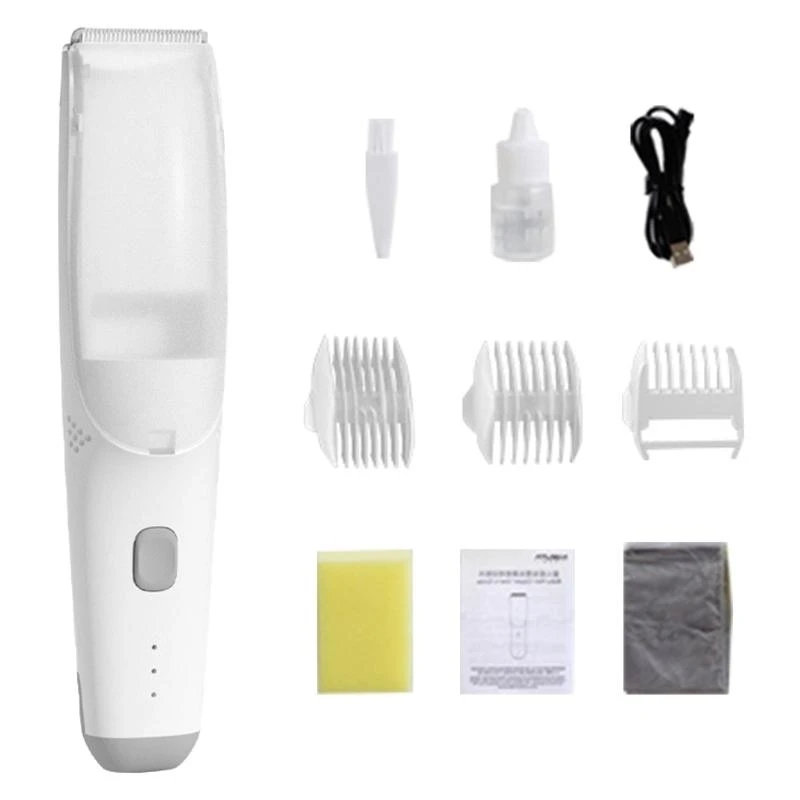 J15U Baby Hair Trimmer USB Rechargeable Vacuum Hair Trimmer Toddler Child Cordless Haircut Machine with 3 Guide Comb