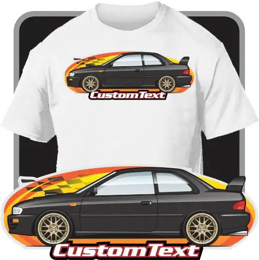 Custom Art T-Shirt 95 96 1997 98 1998 99 1999 00 Subaru Impreza AWD WRX 2.5 RS GC8 Coupe