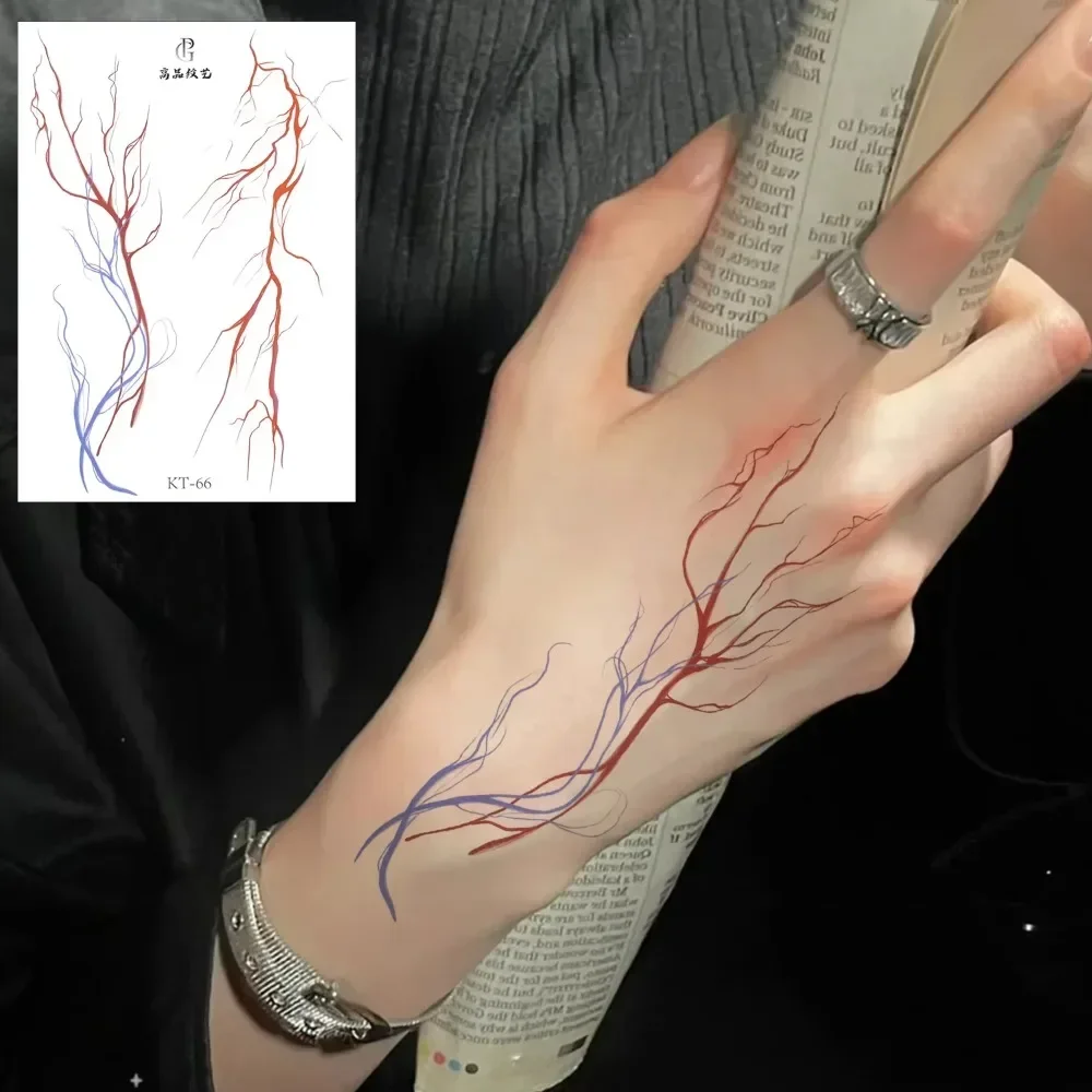 Vascular Lightning Juice Temporary Tattoo Stickers Waterproof Lines Semi Permanent Blood Vessels Tattoo Dark Arm Crack Tattoos