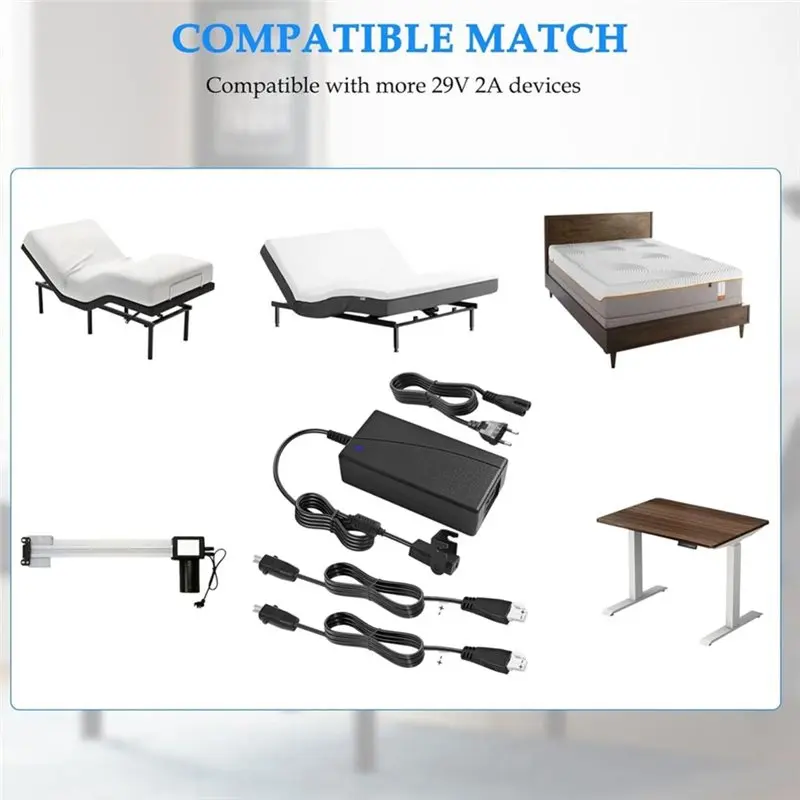 ABKJ-Adjustable Bed Base Power Supply Adapter, Electric Bed Replacement Parts Power Cord Kit For Ergo, Extend, Sealy