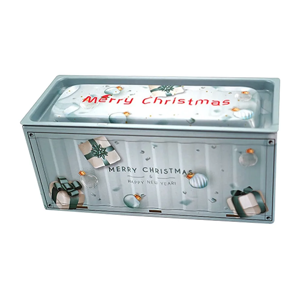 Durable Tin Christmas Box Vintage Style Rust Proof Tin Container Mini Size Simulation Design Storage Box Office Organization