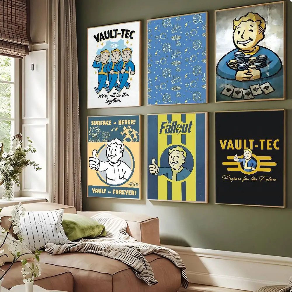 Pósters Vintage de Fallout, Impresiones en Papel Blanco Adhesivo, Pósters Decorativos, Adhesivos de Pared