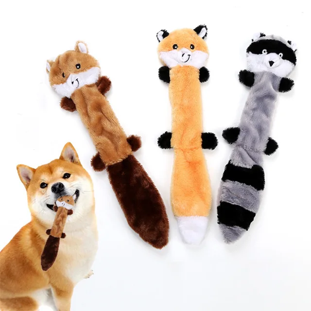 1/3 szt., Fox Raccoon & Squirrel - Niezupełnione piszczące zabawki dla psów, zabawki do żucia dla małych i średnich ras Miękkie pluszowe zabawki dla szczeniąt