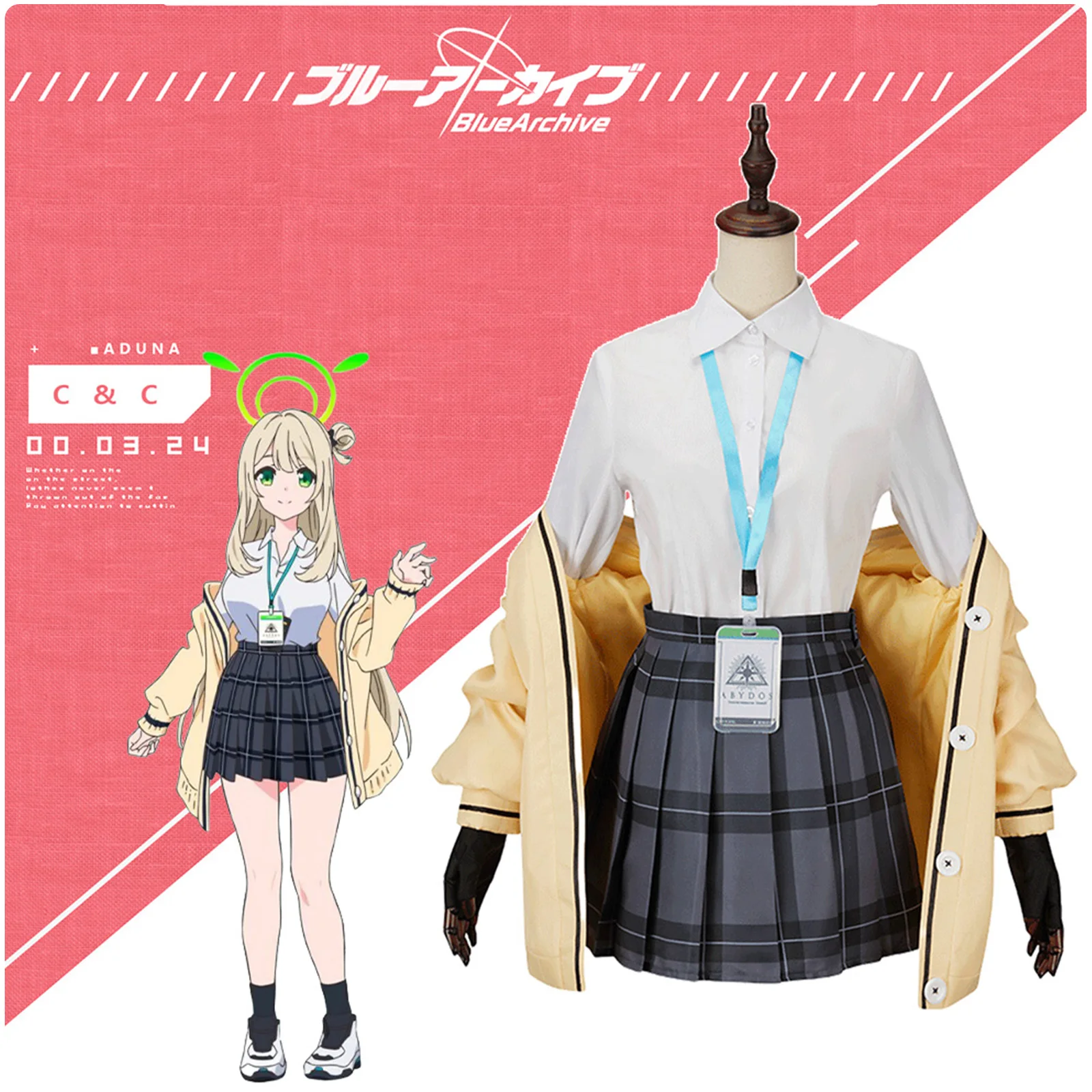 

Izayoi Nonomi Cosplay Costume Wig Coat Shirt Skirt Accessories Game Blue Archive School Uniforms Halloween Carnival Outfits