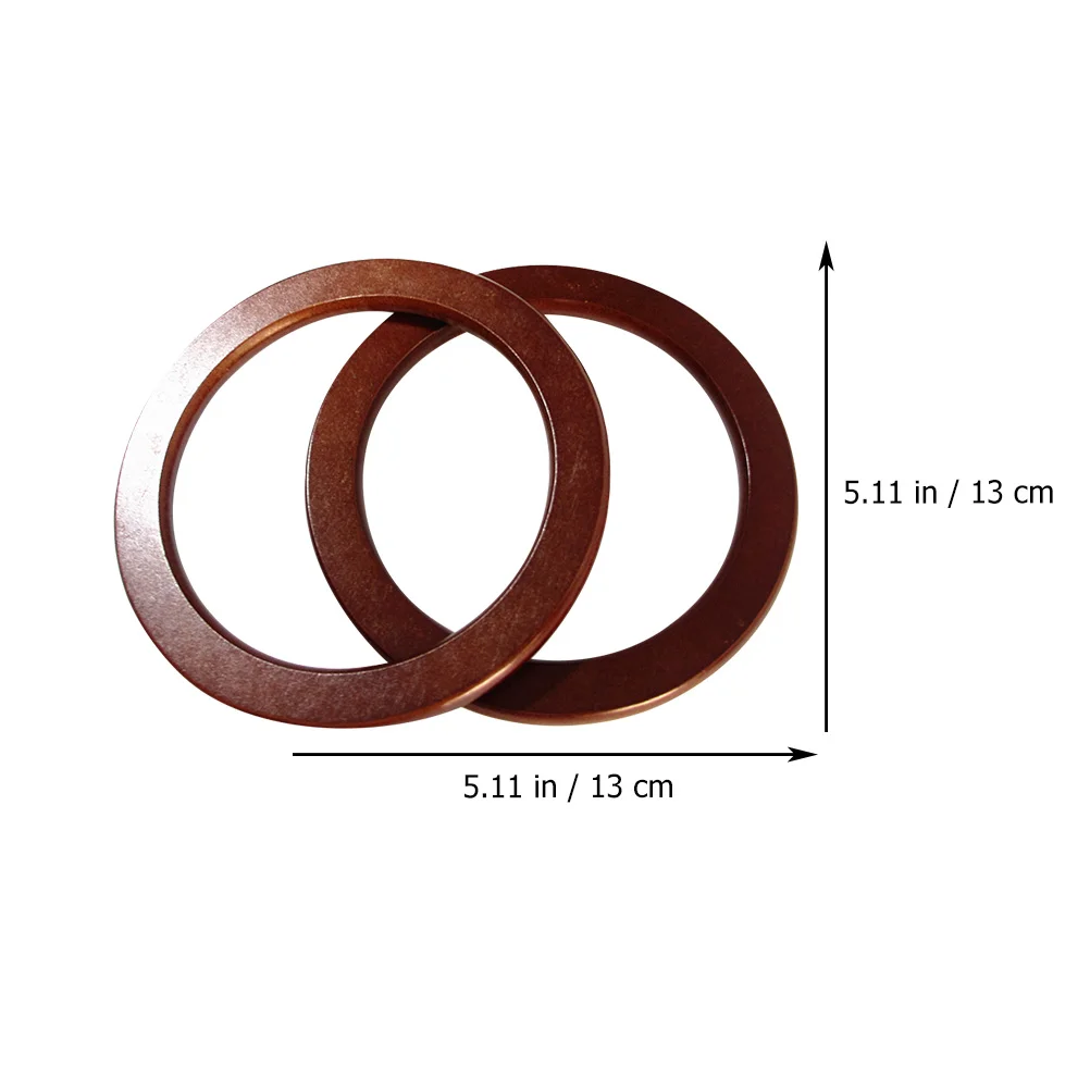 2 Pcs Wooden Handle Bag Accessories Circle for Handbag Handles Purse Straw Natural Wood Smooth Craft Projects