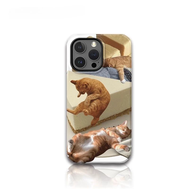 

Art Orange Cat Two-in-One Mobile Case Suitable for iPhone 16 15 14 13 Pro/ Max/Plus Shock-proof Back Cover Anti-Fingerprint