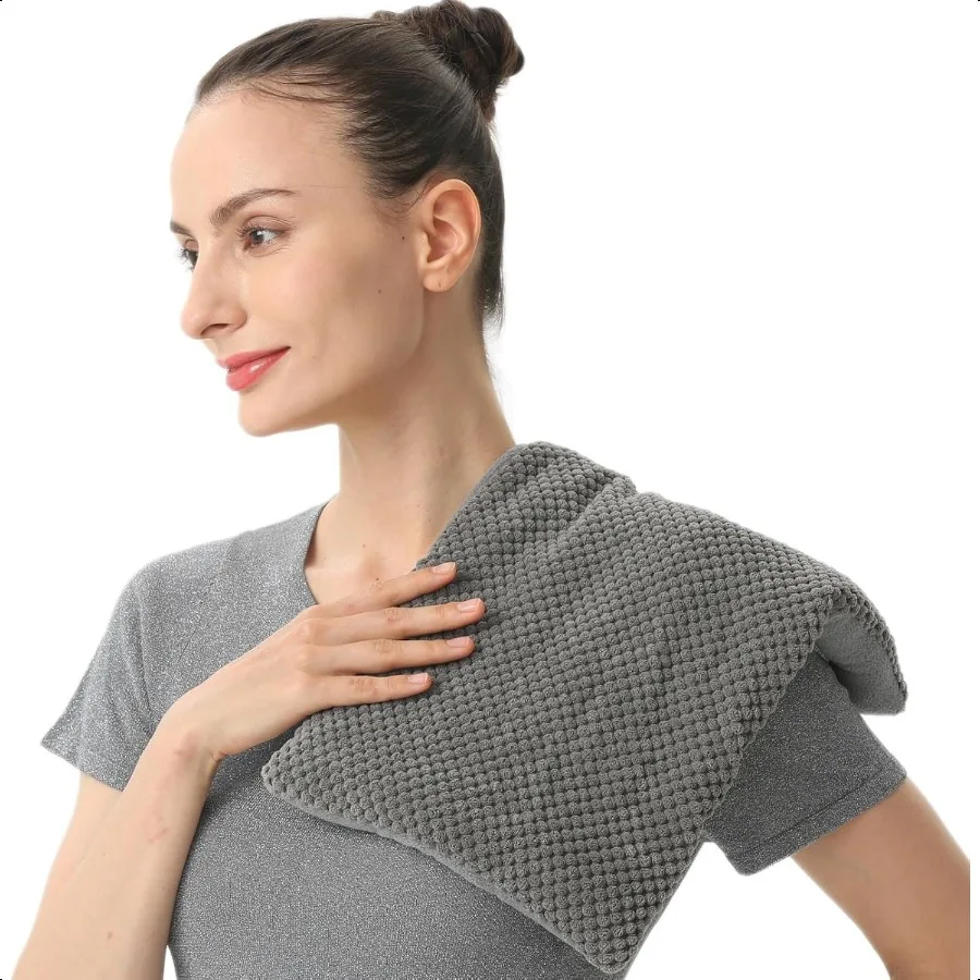 

Широкая грелка для микроволновой печи для облегчения боли 8x17, тепловая упаковка для микроволновой печи для судорог, шеи, плеч, спины, моющийся чехол, шнур, влажный