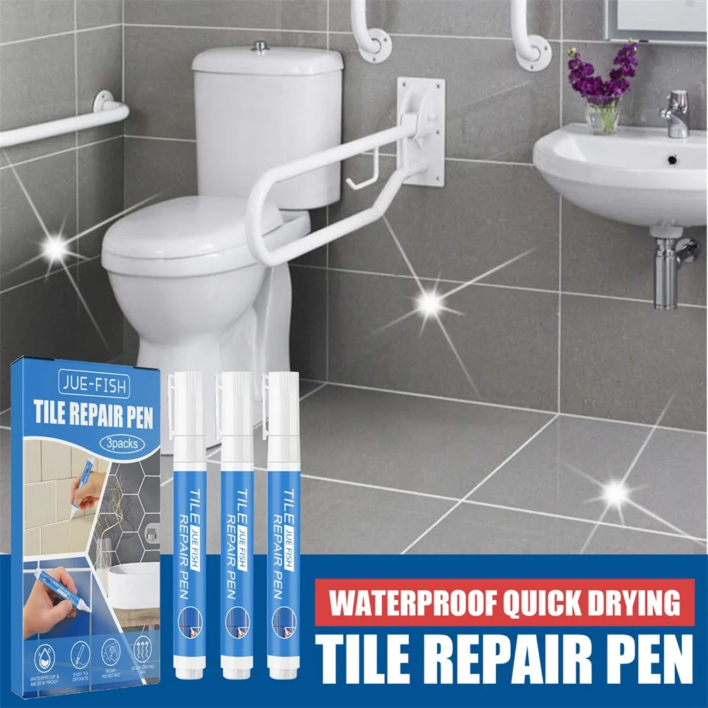 3PCS Waterproof Marker Pen Wall Seam Repair Tiles Grout Markers Pens Floor Bathroom Decontamination Paint Brush Tools