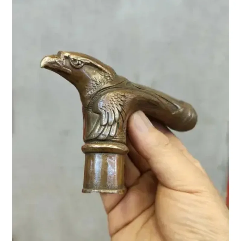

Old Bronze Hand Carved Eagle Statues Antique Cane Walking Stick Head Home Accessories Decoration