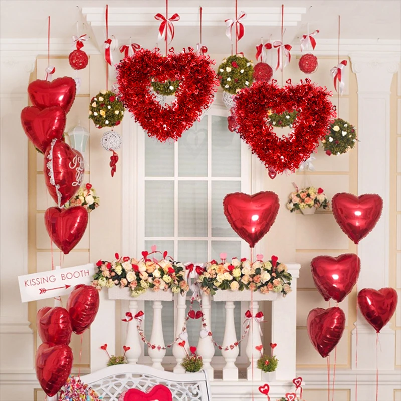 

Heart Wreath Front Door Window Mantel Decoration Love Heart Wreath Bridal Shower Valentine Day Door Garlands Room Wreath Decor