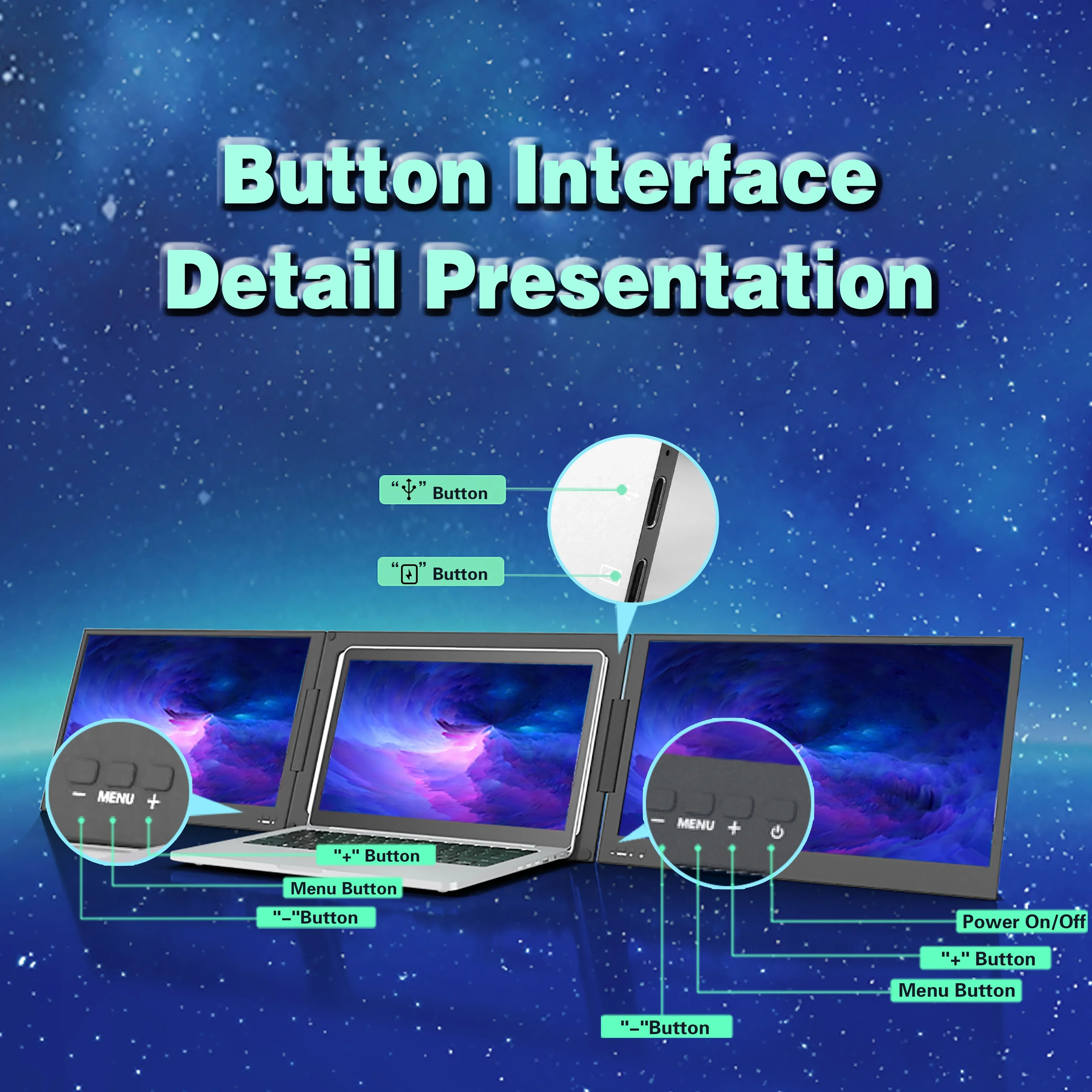 Portable Laptop Screen Extender for Notebook Laptop Monitors Type-C Connection 2025 New FHD 15.6inch Widescreen 16:9 Dual Screen