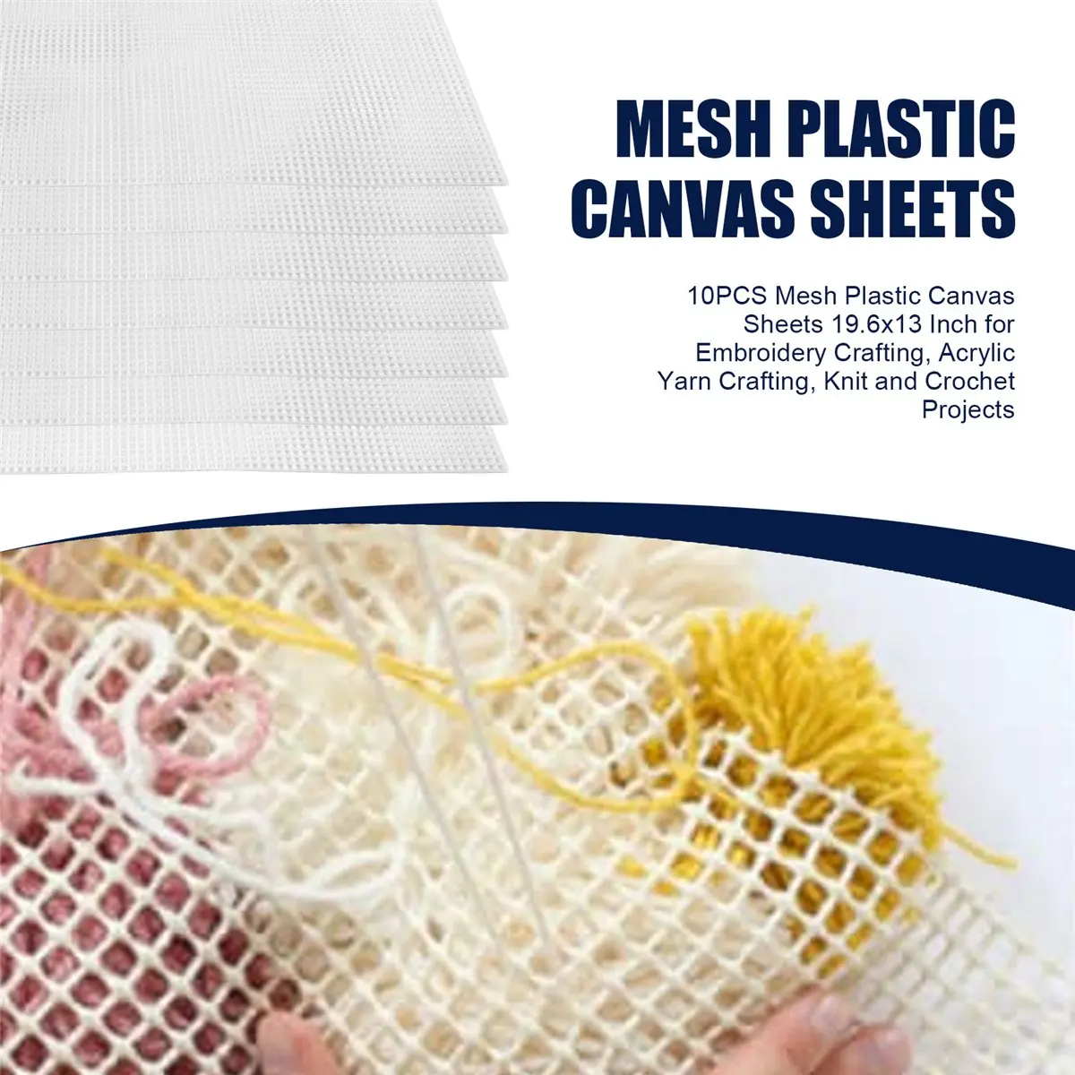 

AT16 10PCS Mesh Plastic Canvas Sheets 19.6x13 Inch for Embroidery Crafting, Acrylic Yarn Crafting, Knit and Crochet Projects