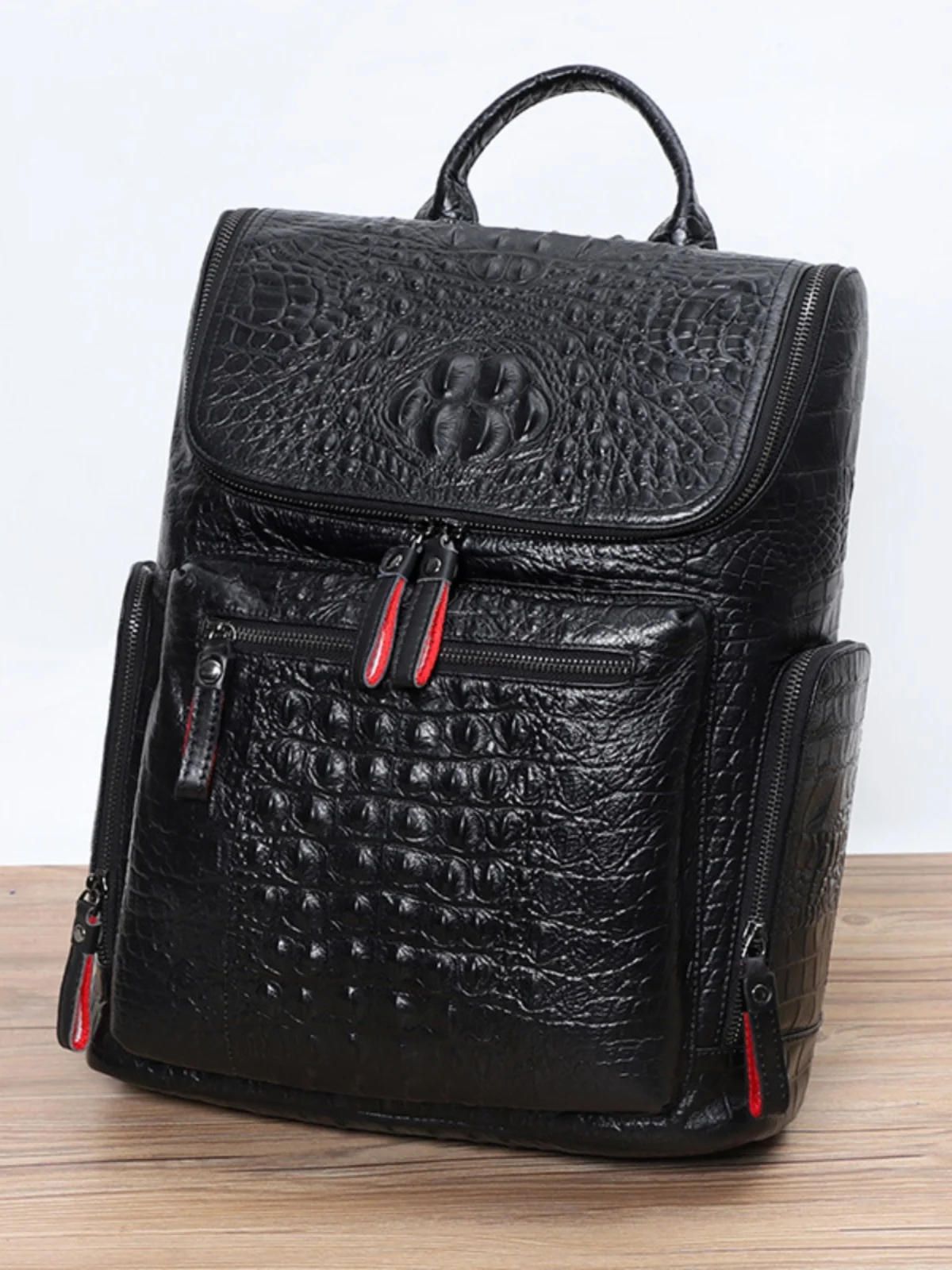 

Натуральная кожаная сумка Bapa из коровьей кожи высшего качества для мужчин, дорожная сумка на два плеча, студенческая сумка для книг, сумка для ноутбука 5,6 дюйма, с крокодиловым узором