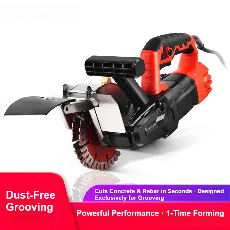 Home Renovation Dust-Free Wall Chaser 1-Time Forming High-Power Handheld Cutter for Electrical Plumbing Concrete Cutting