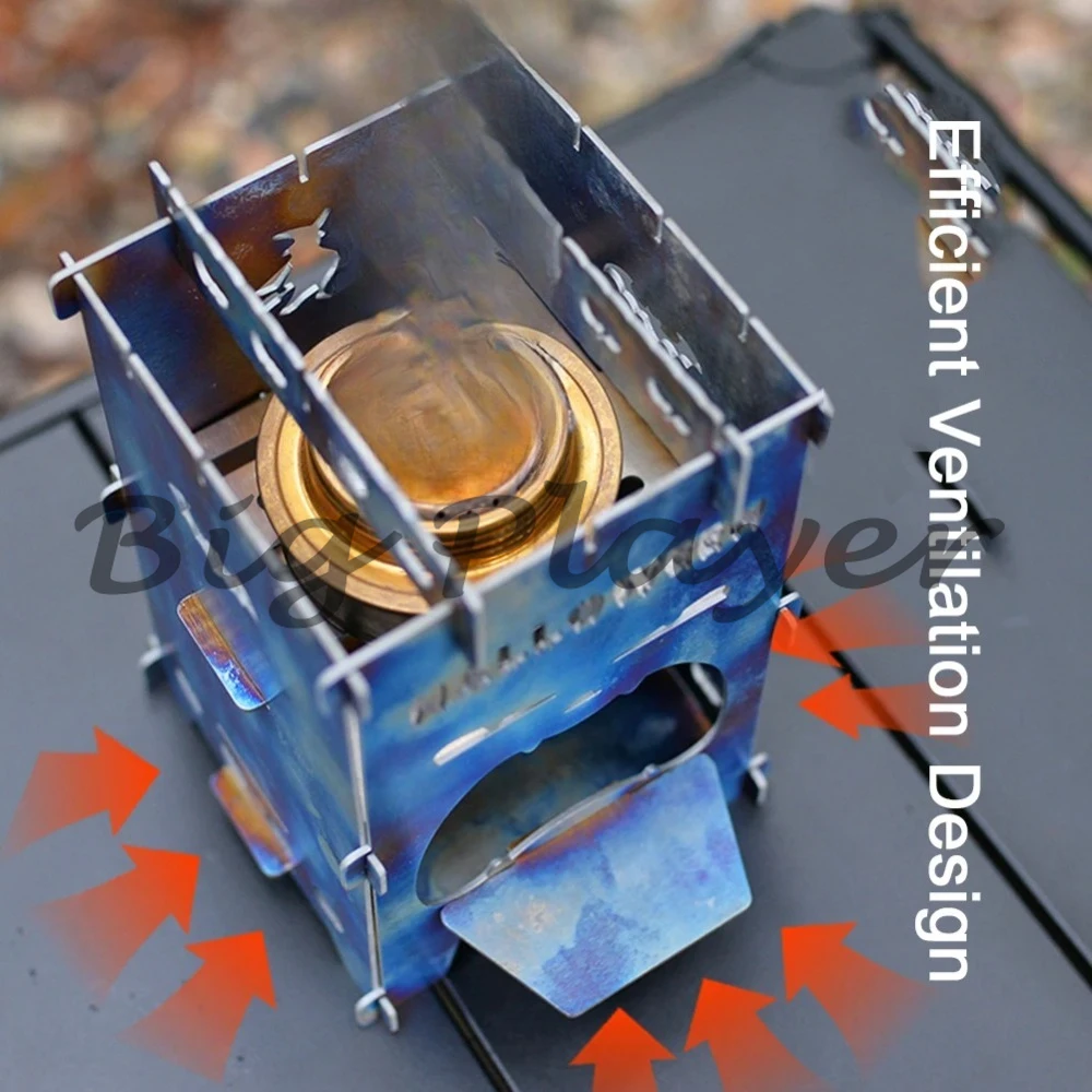 

Collapsible Portable Titanium Wood Stove - Outdoor BC Camping Picnic BBQ Fire Pit Easy Setup