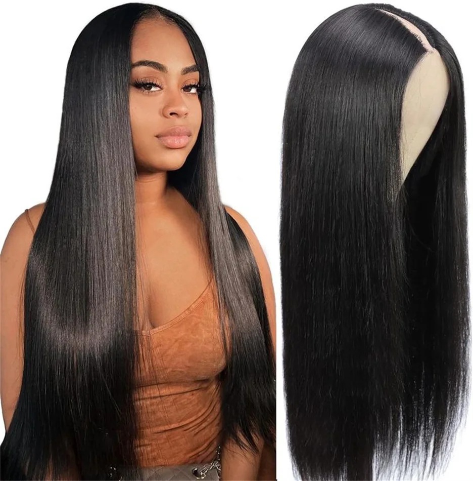 180 Density V Part Bone Straight Full Machine Made Wigs Human Hair 20 24 Inch Brazilian Wigs for Women On Sale Free Shipping