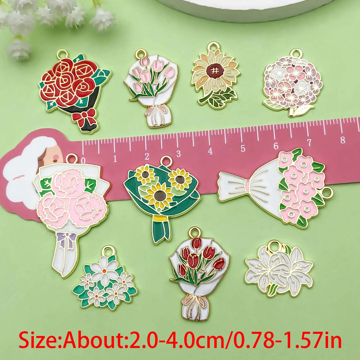 10 قطعة المينا الزهور سحر سبائك زهرة الورد ، أقحوان ، عباد الشمس ، المعلقات القرنفل DIY بها بنفسك صنع المجوهرات اكسسوارات