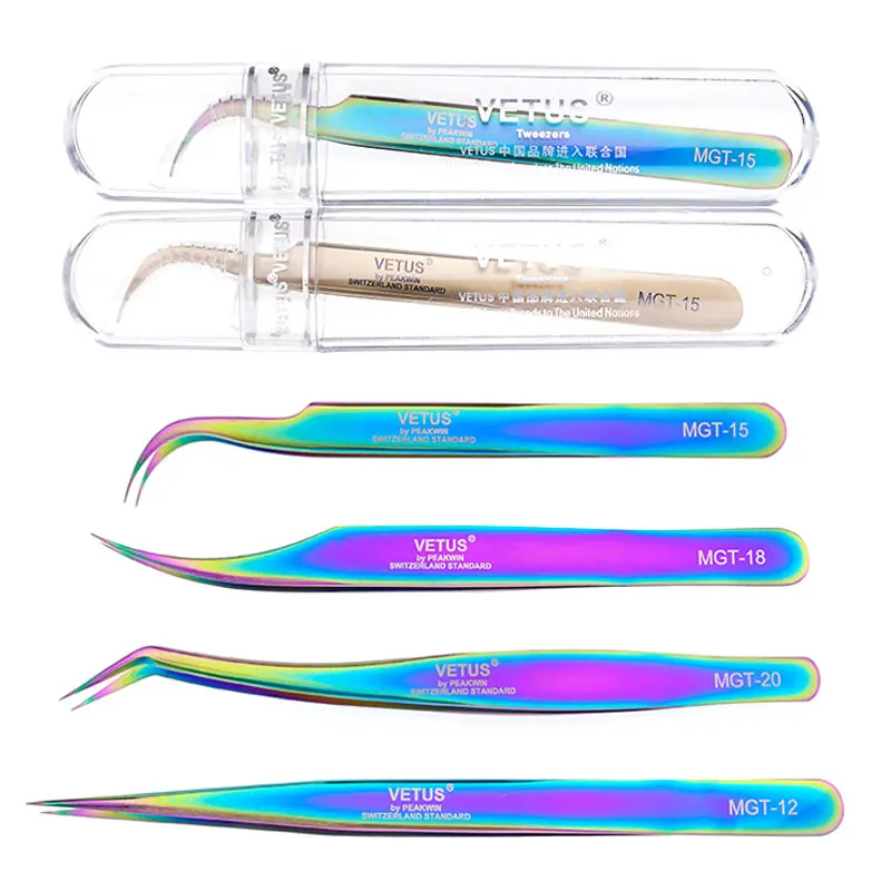 1Pc Superhard Lashes Tweezer Stainless Steel Anti-Static Eyelash Tweezers Precision Lash Extension Makeup Tool