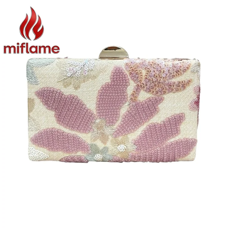 Elegant Evening Bag Handmade Embroidered Sequin Flower Clutch for Women Party Wedding Vintage Sparkle
