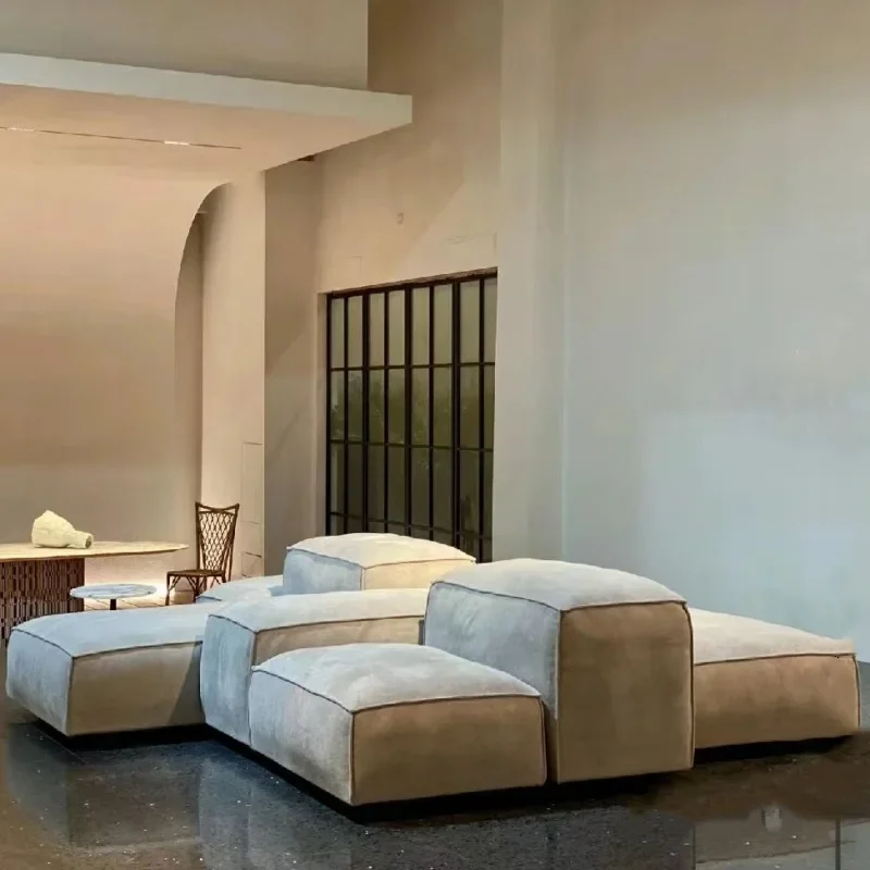 Italian style peninsula sofa, minimalist living room module combination