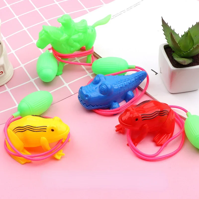 Nostalgic Toys Air Pressure Jumping Frog New Children's Horse Wire-Controlled Airbag Blow Molding Will Jump Frog Animal Toy