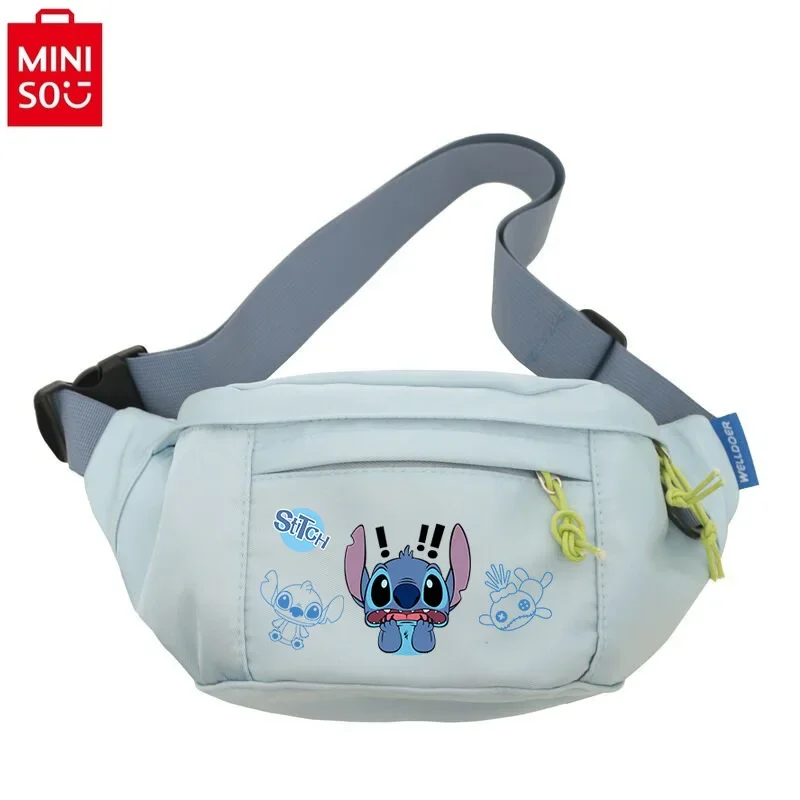 MINISO   Disney Cartoon Stitch Anime Cute Waist Bag Student Couple Versatile Multi functional Storage Chest Bag