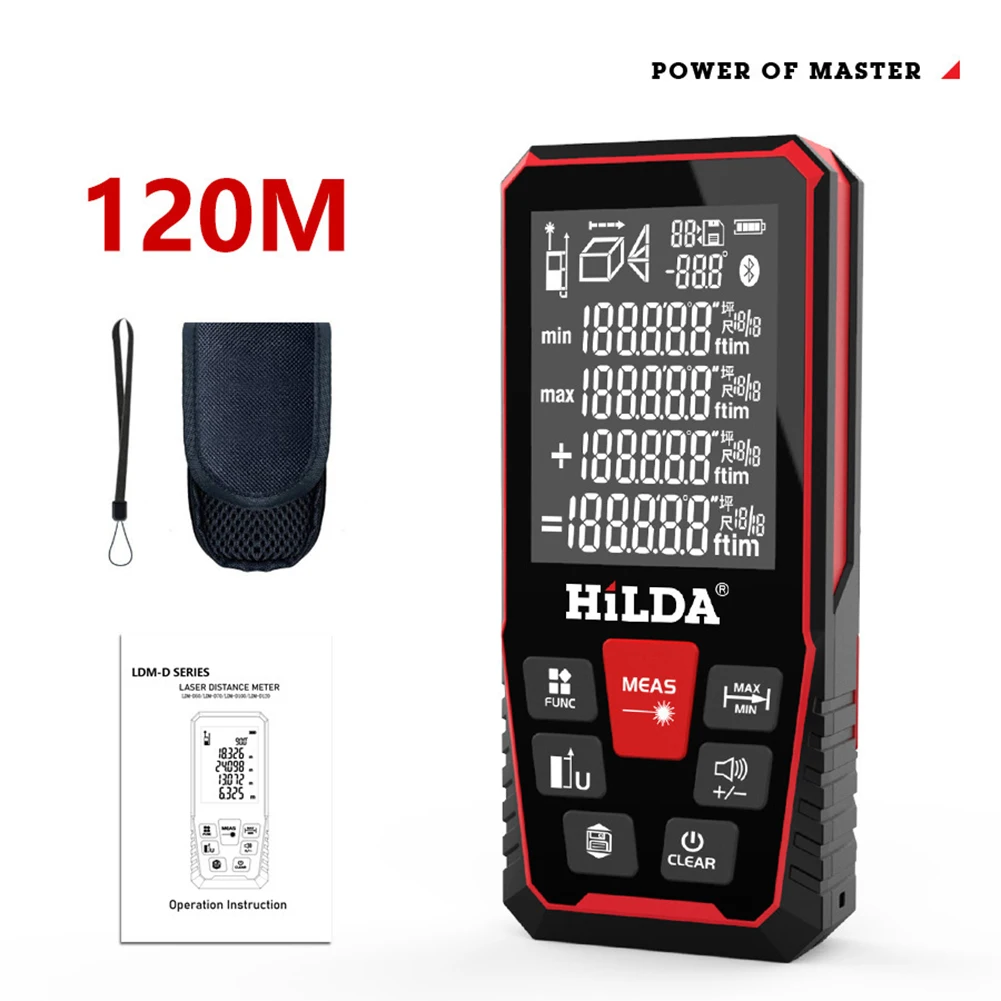 HILDA 120M Laser Rangefinder Distance Meter Finder Building Measure Ruler Laser Tape Range Device Rulerfinder Build Measure Tool