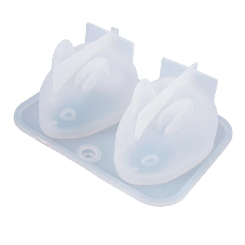 Two Rabbits Fondant Mold DIY Crystal Epoxy Resin Mold Three-dimensional Bunny Cute Two Rabbit Mirror Silicone Mould Baking Tools