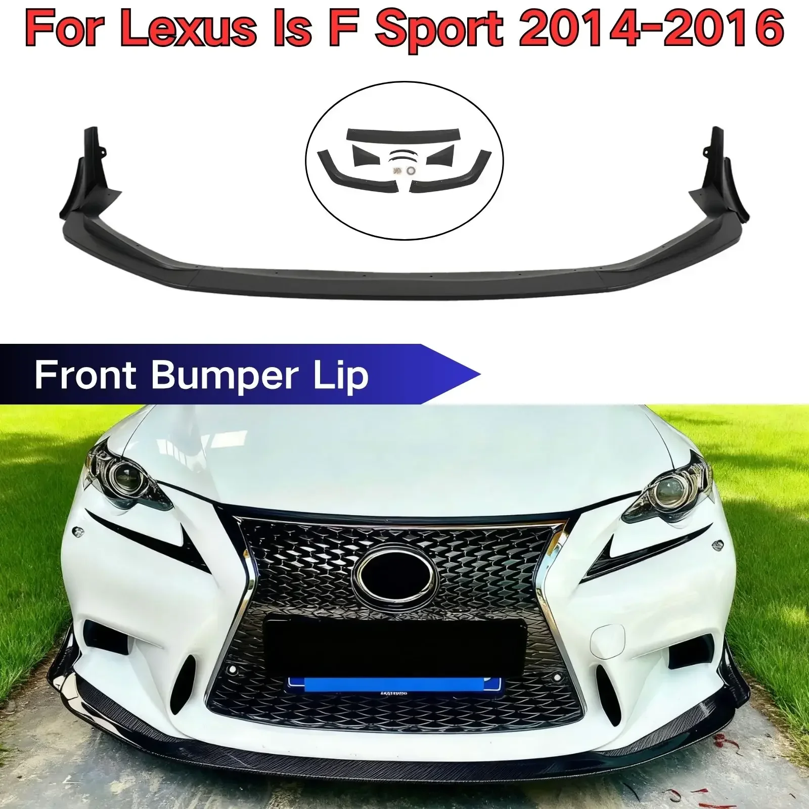 For Lexus IS 250 IS 350 F-Sport  2014 2015 2016 Front Bumper Lip Car Accessories ABS Plastic Glossy Black Carbon Fiber Painted