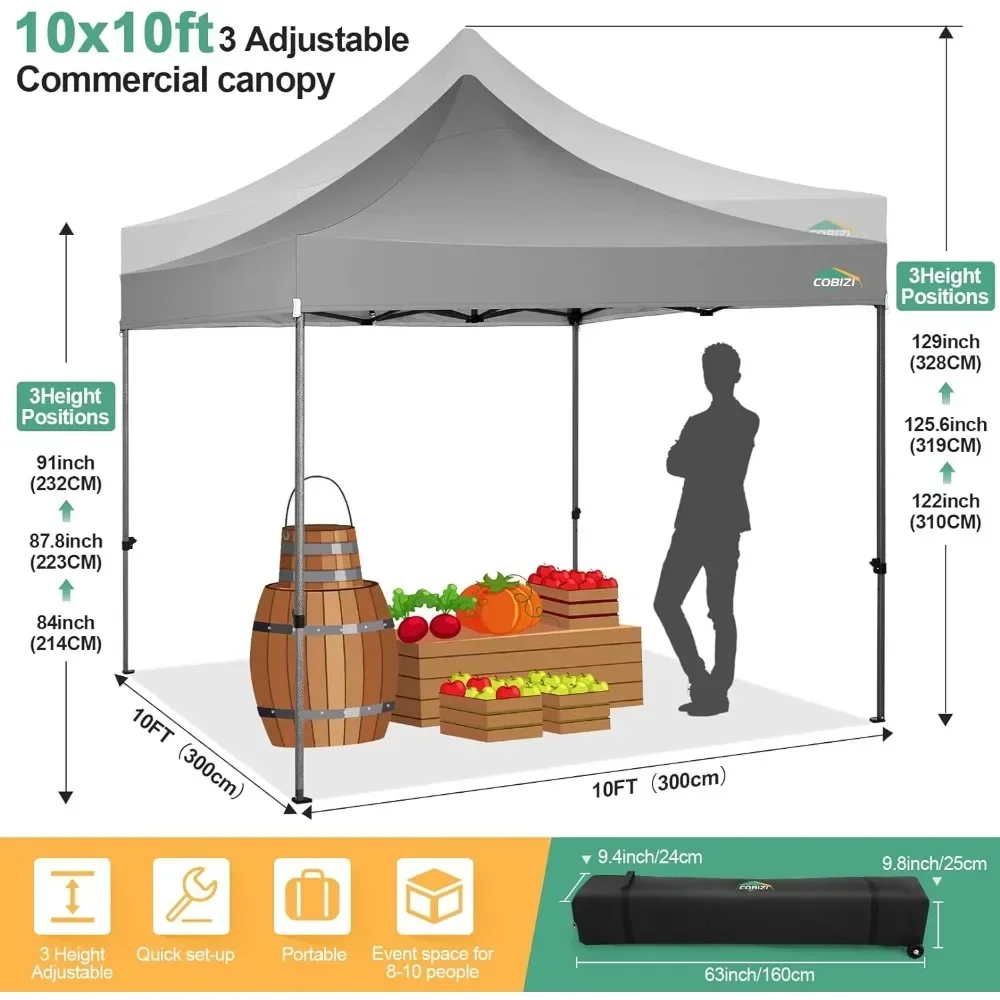A Pop Up Canopy Tent with 4 sidewalls Commercial Heavy Duty Canopy UPF 50+ All Weather Waterproof Outdoor Canopy