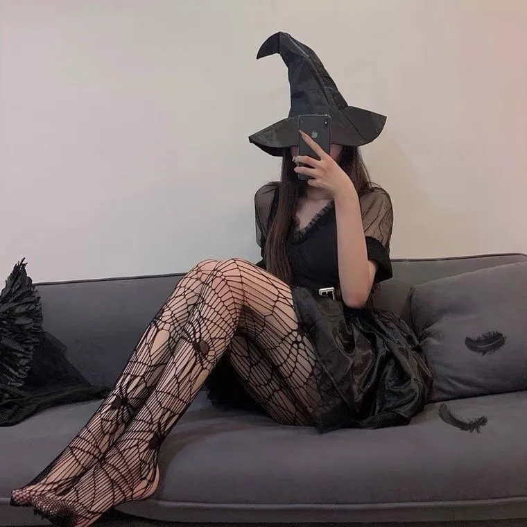 Frühling Sommer Dünne Party Club Strumpfhosen Dunkle Ausgehöhlte Fishnet Strümpfe Frauen Gothic Spinne Web Fisch Net Schwarz Seide Strumpfhosen