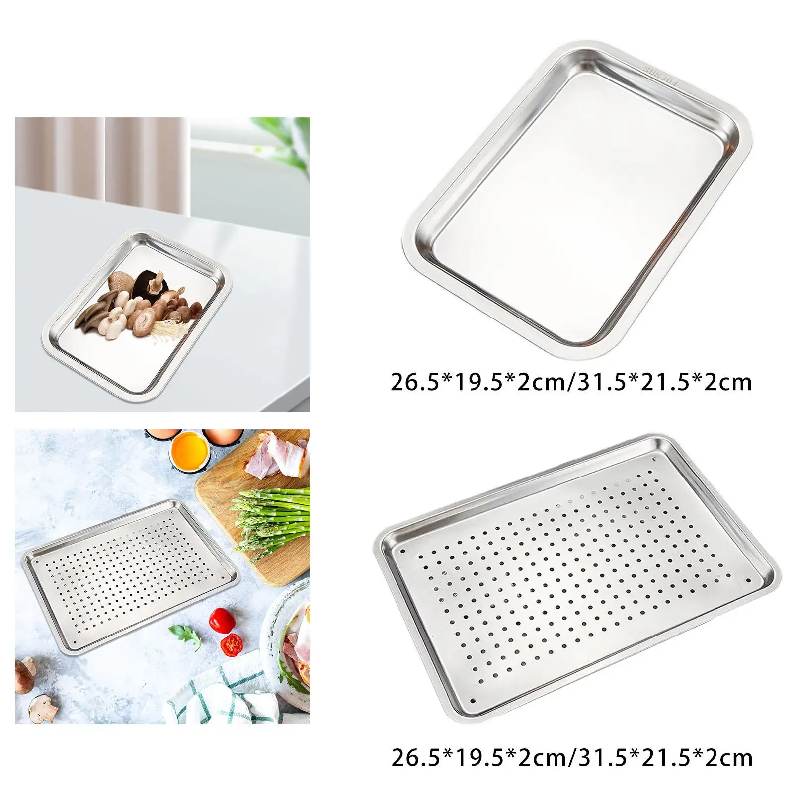 Stainless Steel Baking Pan Tray Cookie Sheet Rectangular Decorative Mirrored Platter for Family Gathering Baking Shop