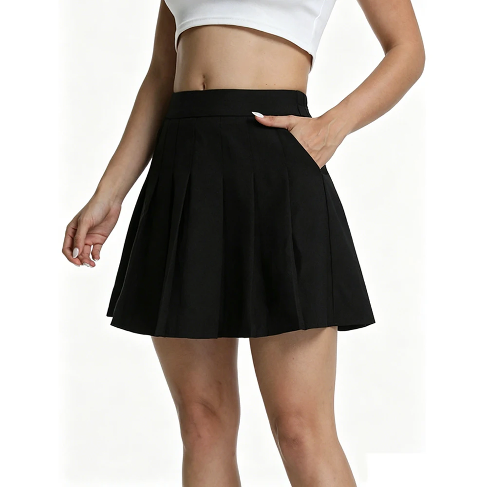

Solid Color High Waist A-Line Pleated Skirt Women Korean Style Harajuku Kawaii Uniform Mini Preppy Skirt Vintage College Style