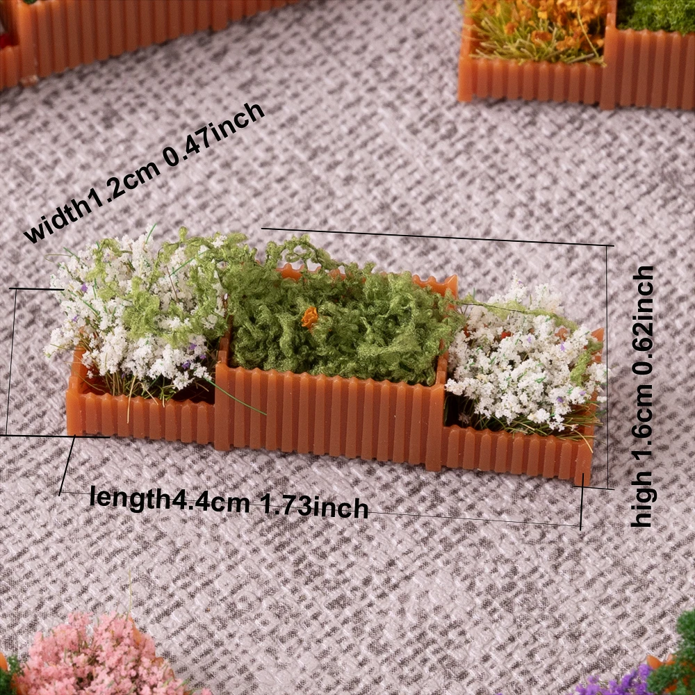 Lits de fleurs miniatures, 4 pièces, Simulation de jardin pour table de sable, aménagement Trian ferroviaire/fabrication de modèles de bricolage/décoration de jardin/Diorama