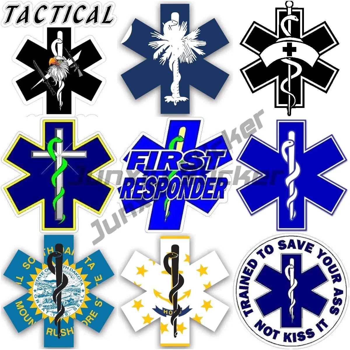 

Country Flag EMS Fire Rescue Medical Red Cross Stickers Star of Life Stickers PVC Car Stickers Vinyl Motorcycle Decals