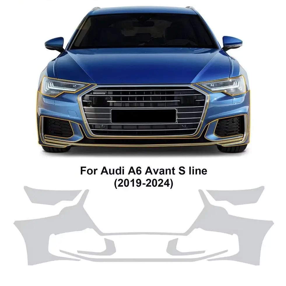 

For Audi A6 Avant S Line 2019-2024 TPU Bumper Hood Scratch-Resistant Self-Healing Paint Protection Film Invisible Pre-cut PPF Ki