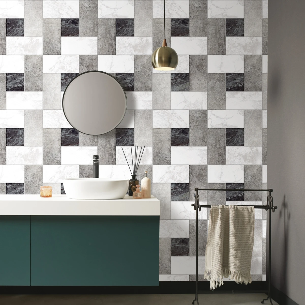 

Наклейка на стену, ПВХ-блок, дизайн сращивания, самоклеящиеся, термостойкие, водонепроницаемые, контактные, непрерывные обои, украшение стены