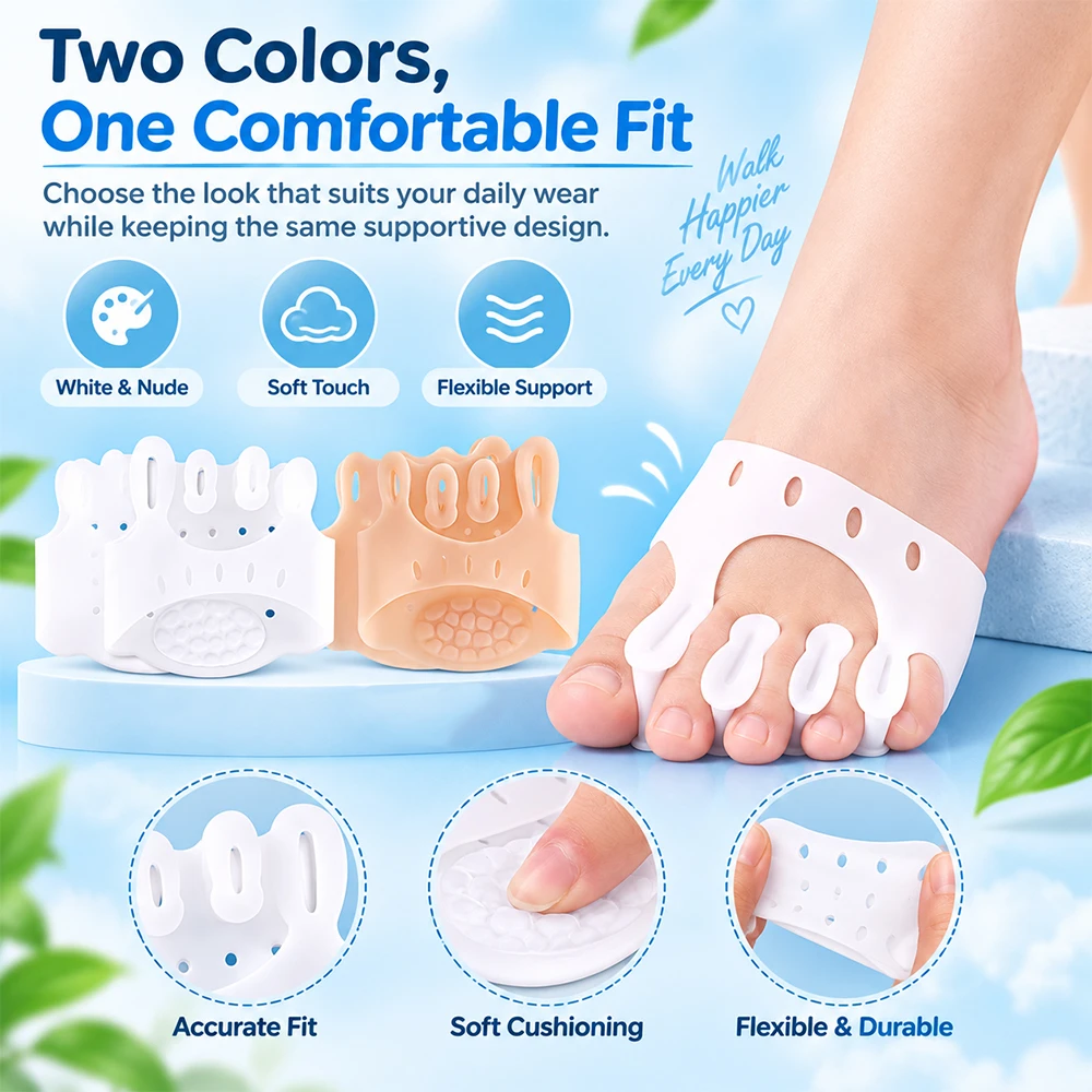 1-4 Pairs Silicone Bunion Corrector Gel Toe Separators Forefoot Pads Orthopedic Braces Orthotic Hallux Valgus Spacers KOTLIKOFF